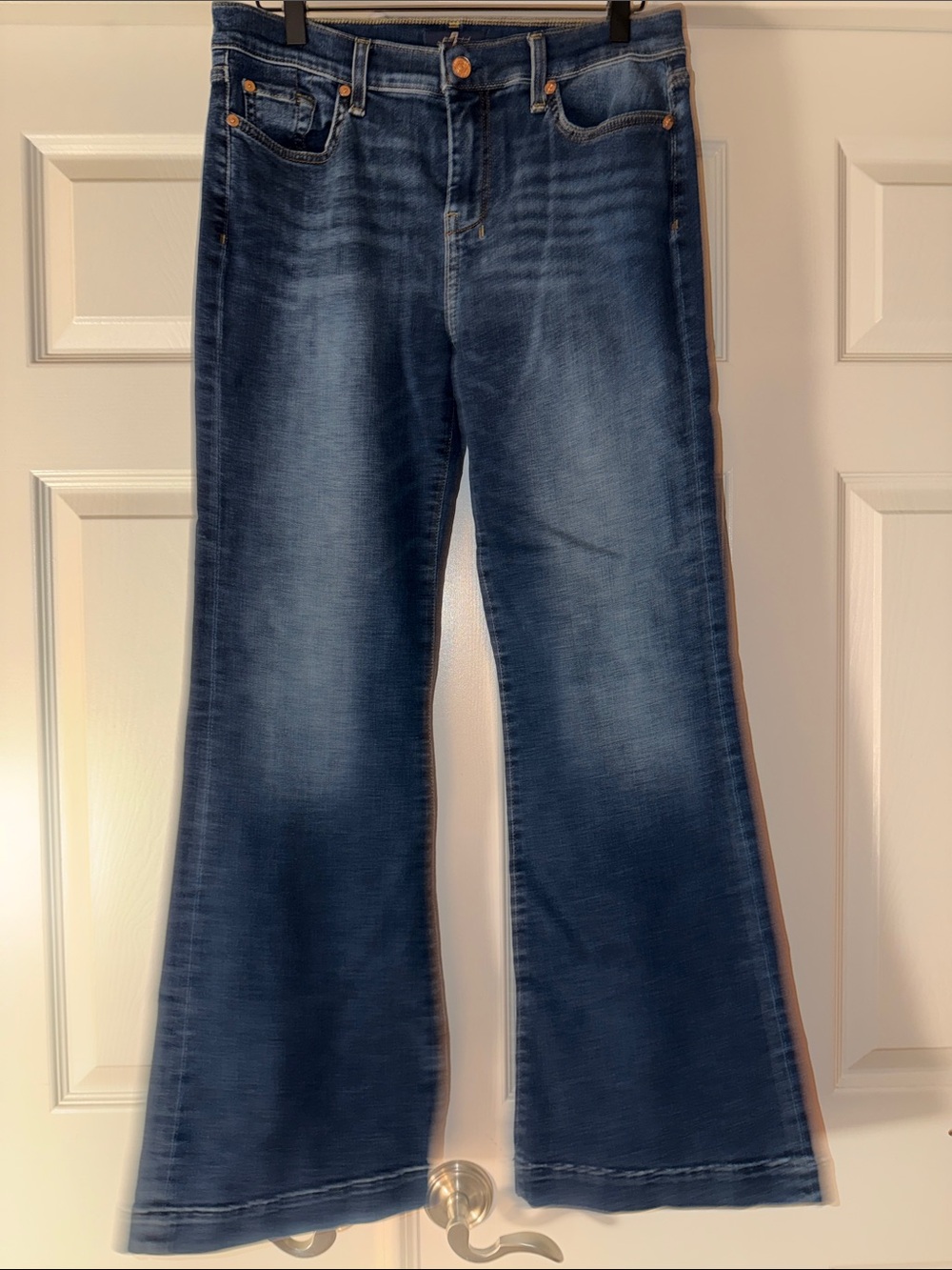 7 for all Mankind Women's Dark Blue Dojo Flared Jeans